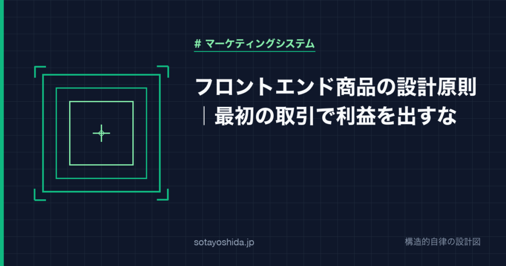 フロントエンド商品の設計原則｜最初の取引で利益を出すな