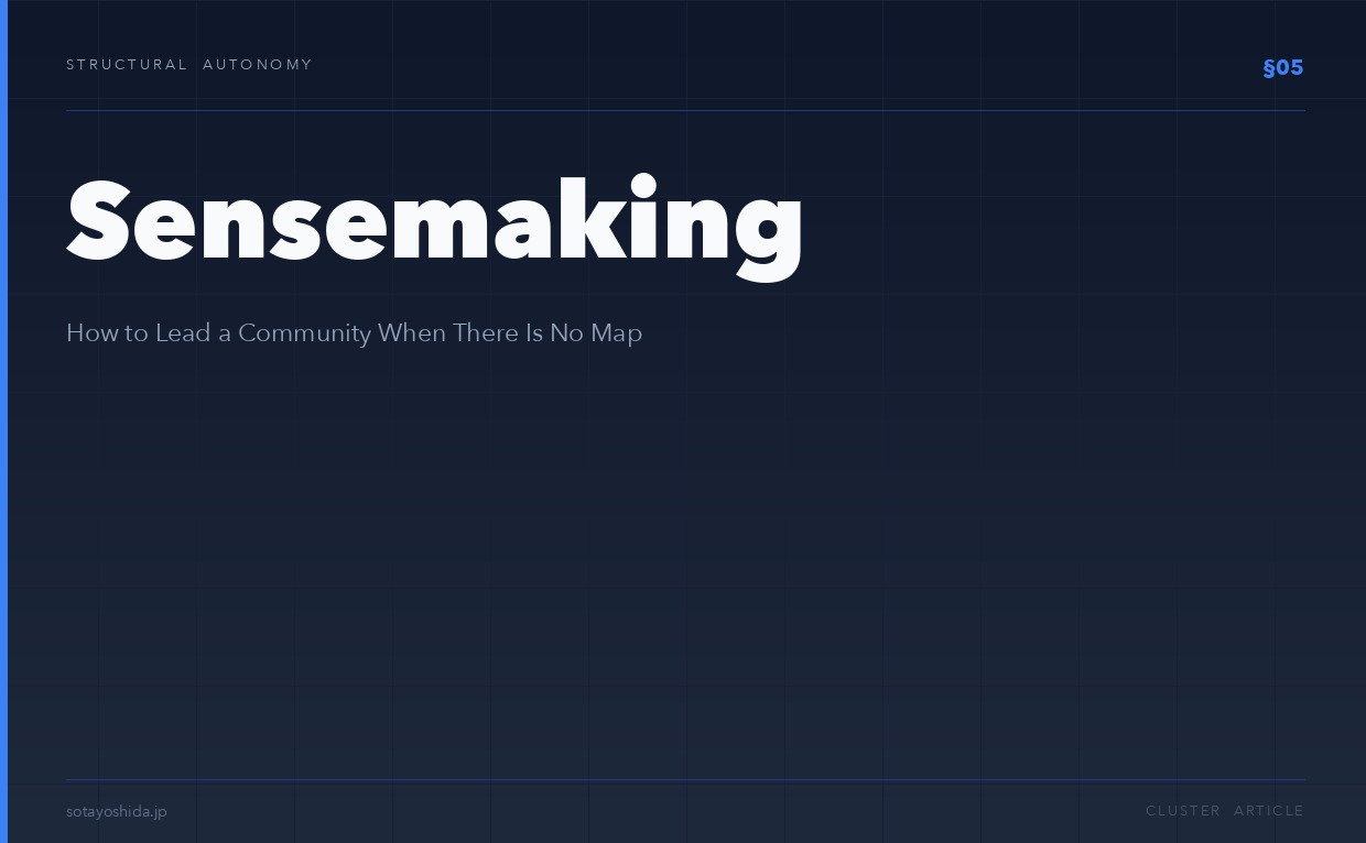 Sensemaking: How to Lead a Community When There Is No Map