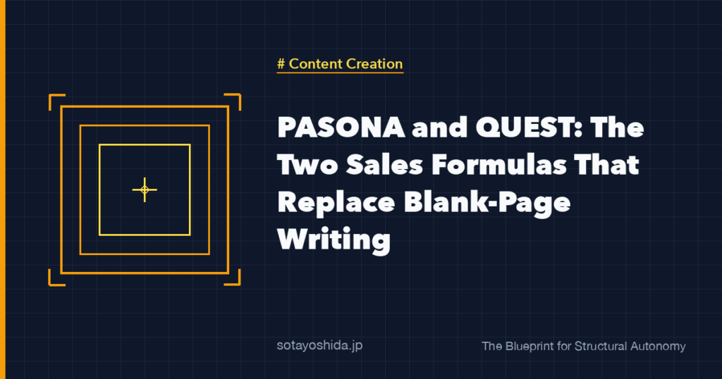 PASONA and QUEST: The Two Sales Formulas That Replace Blank-Page Writing