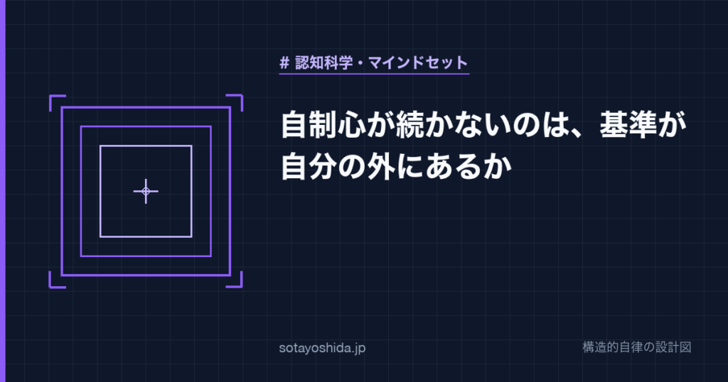 自制心が続かないのは、基準が自分の外にあるか