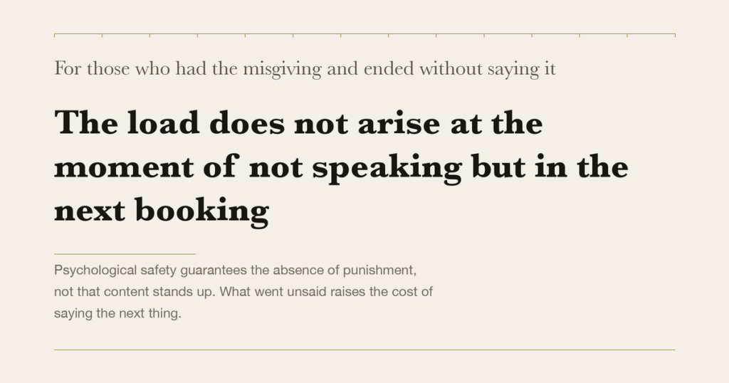 For those who had the misgiving and ended without saying it — The load does not arise at the moment of not speaking but in the next booking