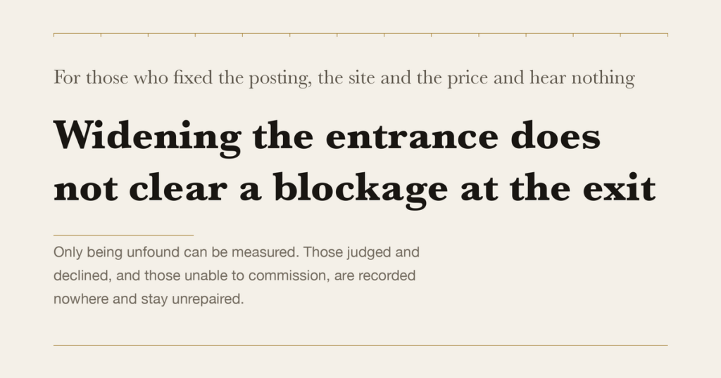 For those who fixed the posting, the site and the price and hear nothing — Widening the entrance does not clear a blockage at the exit